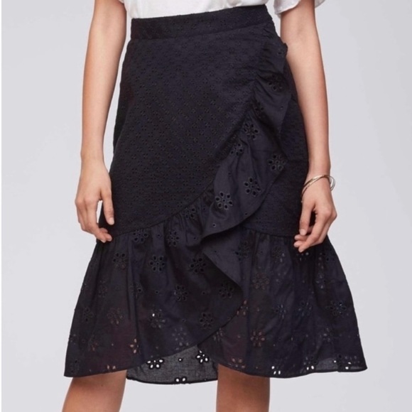 LOFT Dresses & Skirts - LOFT | Eyelet Faux Wrap Skirt - 100% Cotton - NWT